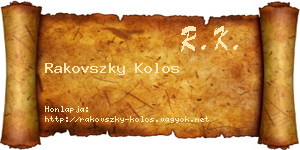 Rakovszky Kolos névjegykártya